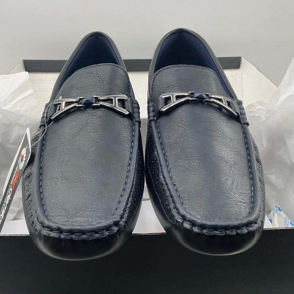 Akademiks Tabor-02 Mens Navy Blue Driving Loafers Bit Slip On Shoes Size 10 NEW